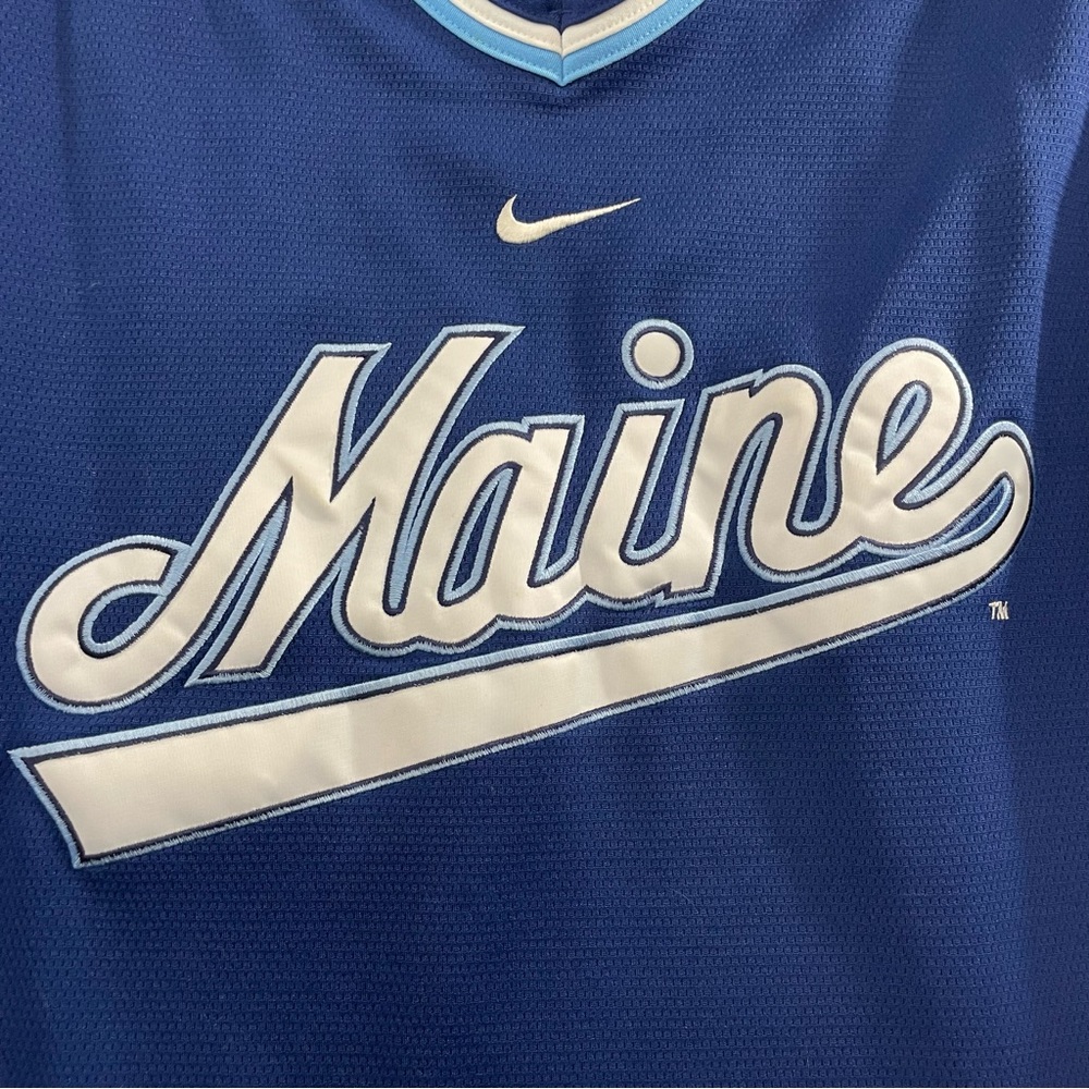 VINTAGE NIKE CENTER SWOOSH MAINE BLACK BEARS STITCHED HOCKEY JERSEY NCAA SIZE L - Picture 5 of 12